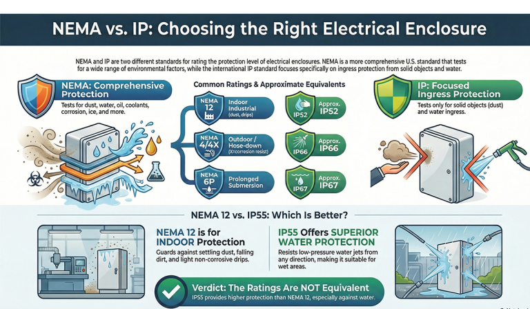 IP55 vs NEMA 12: Key Differences, Ratings & Selection Guide