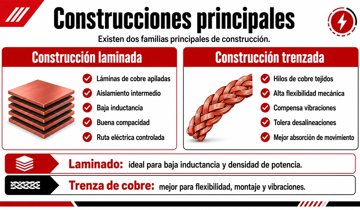 Construcciones principales de la barra colectora flexible