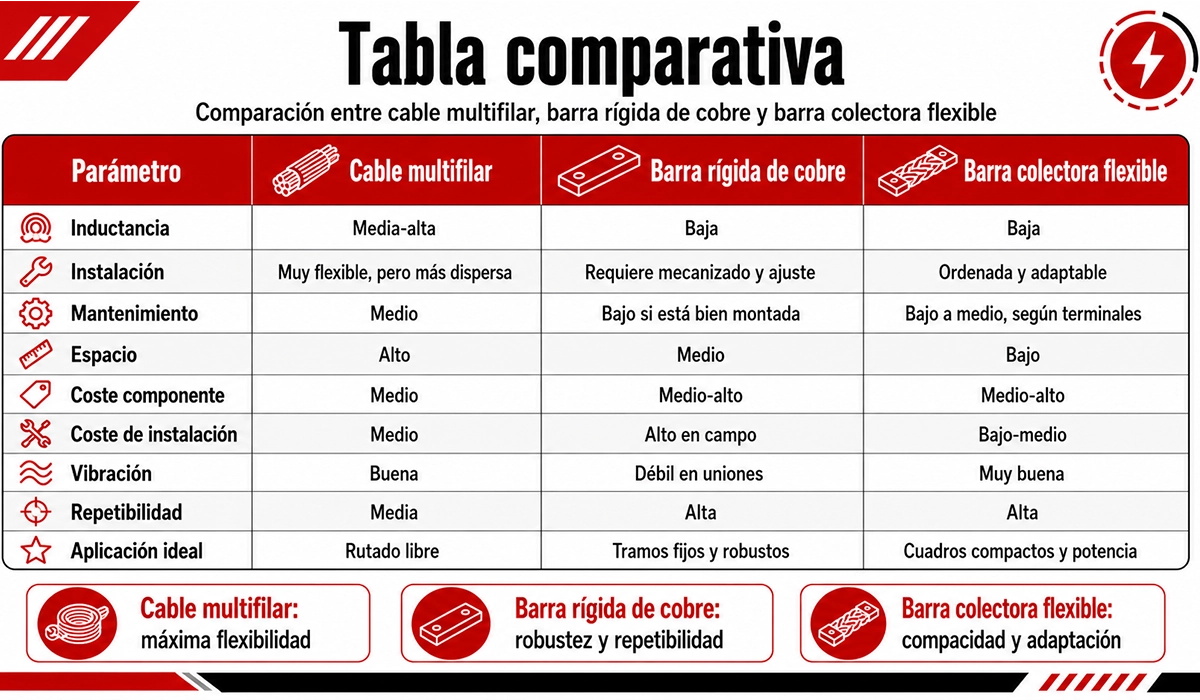 Barra flexible frente a cable