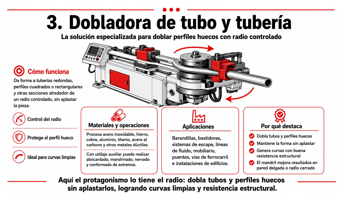 Dobladora de tubo y tubería