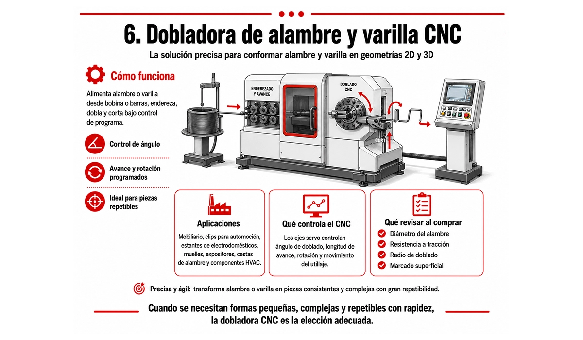 Dobladora de alambre y varilla CNC