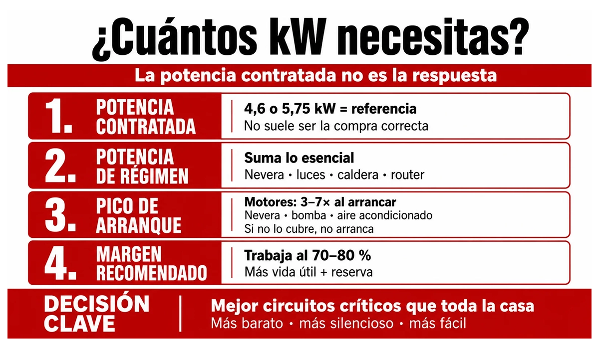 Cu&aacute;ntos kW necesitas: la potencia contratada no es la respuesta