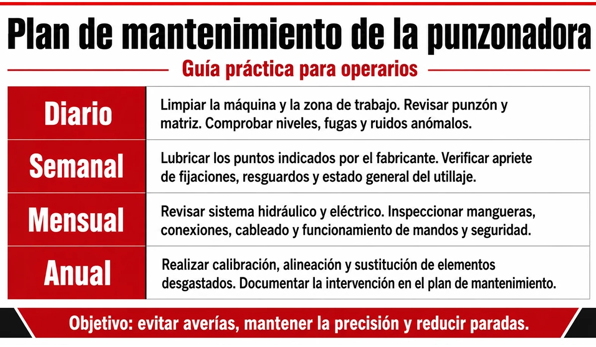 Mantenimiento preventivo de la punzonadora