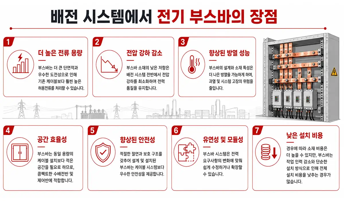 배전 시스템에서 전기 부스바의 장점