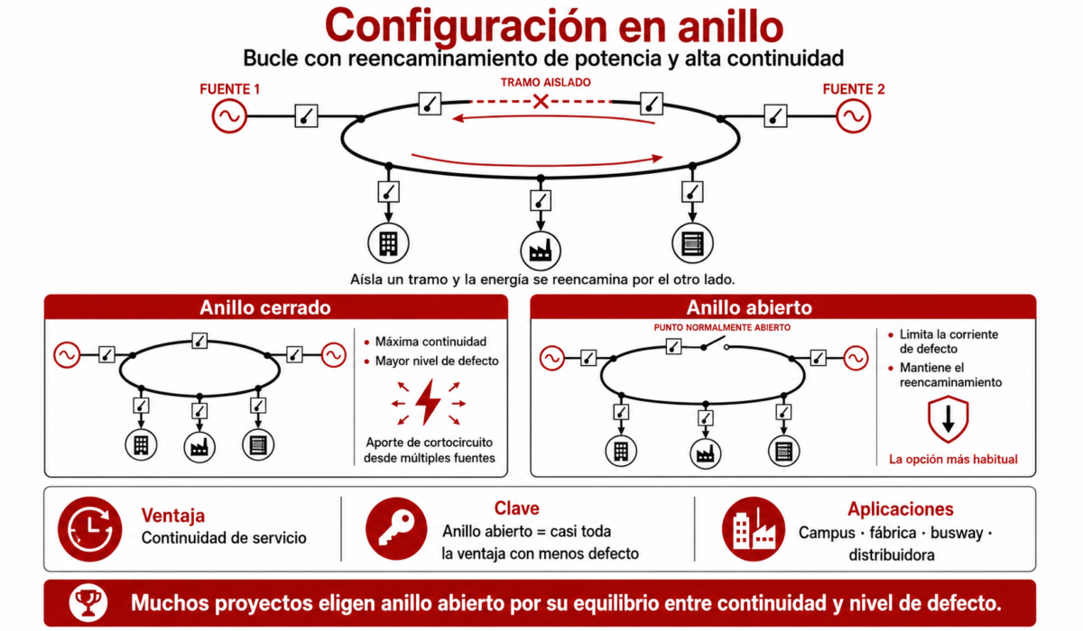 Configuración en anillo para embarrados