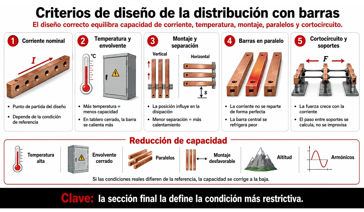 Criterios de diseño de la distribución con barras