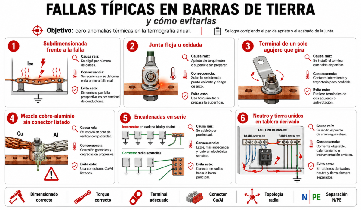 Fallas típicas en barras de tierra