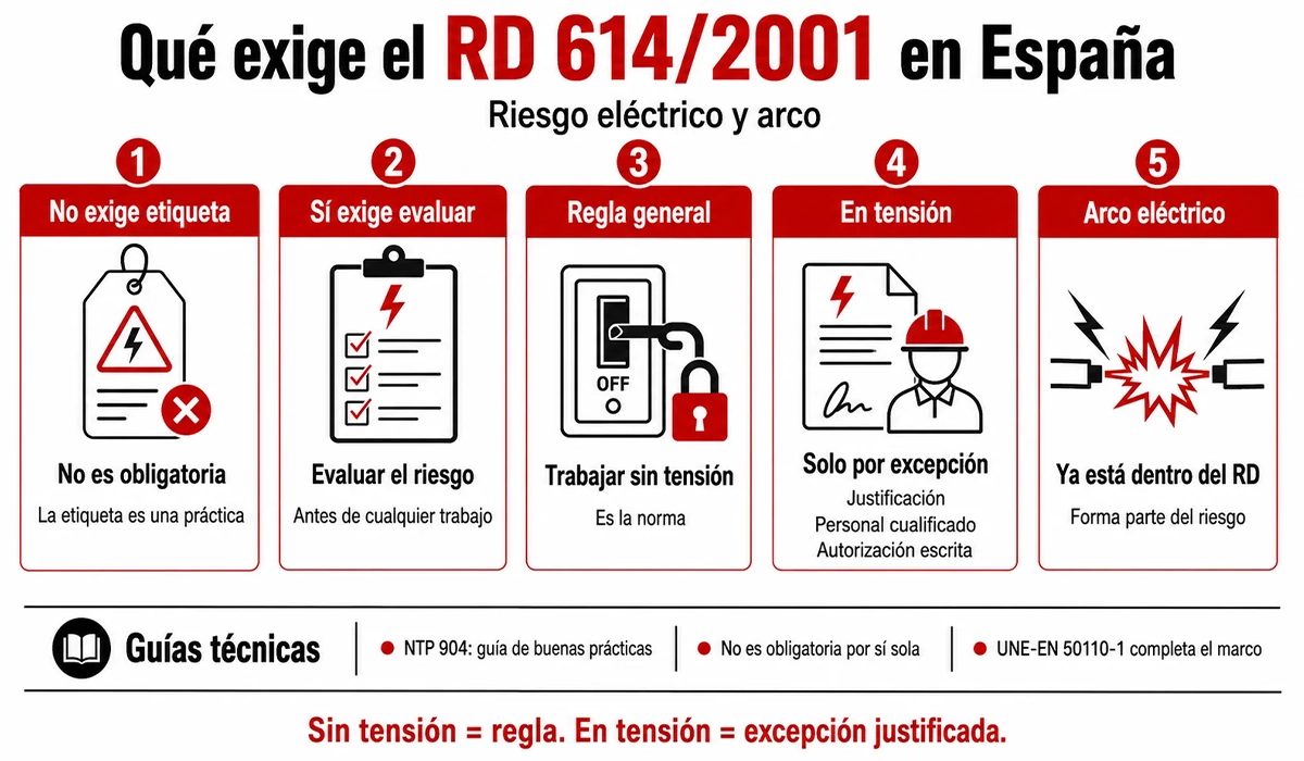 Riesgo de arco eléctrico y RD 614/2001: qué exige en España