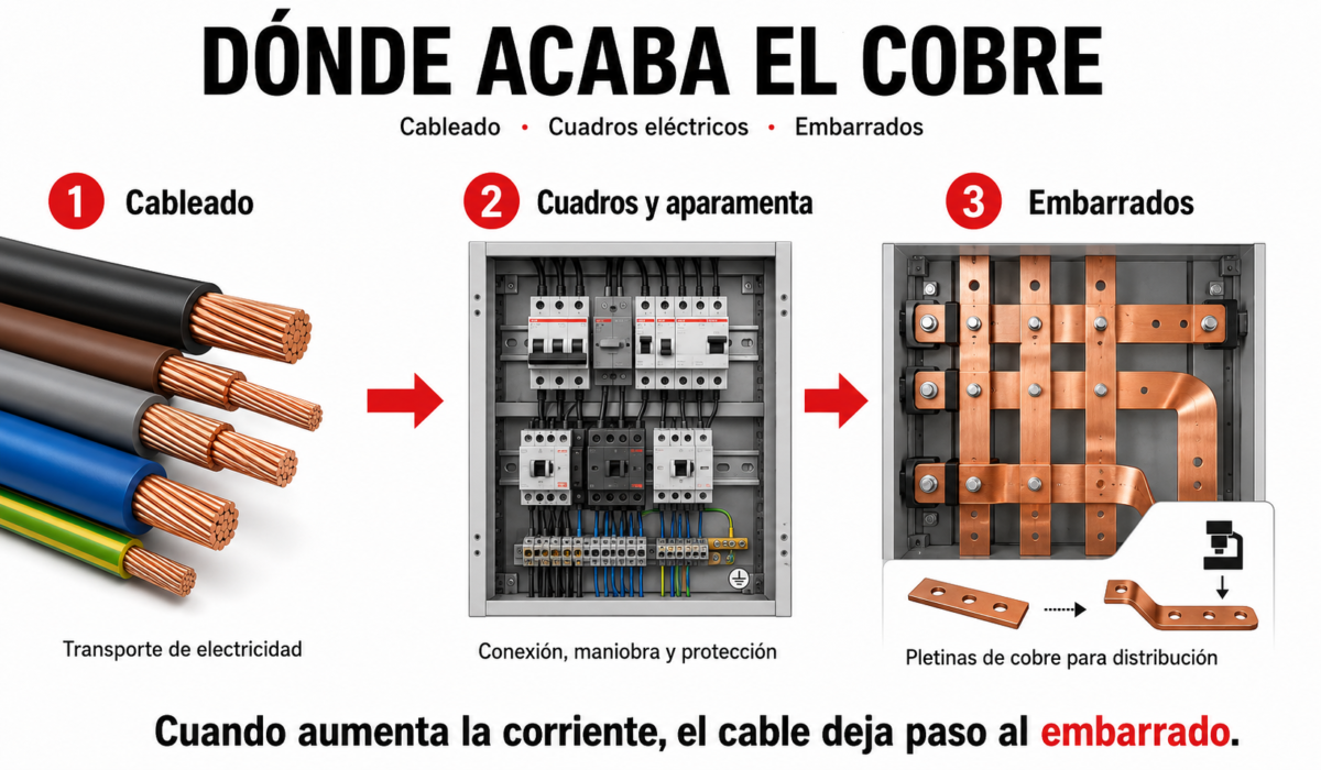 cobre, cableado, cuadros y embarrados