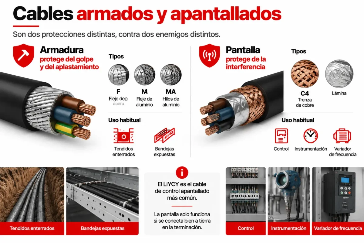 Cables armados vs apantallados