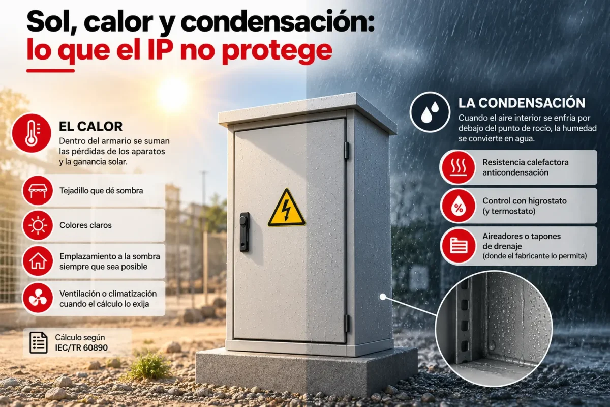 Calor y agua en armario eléctrico de exterior