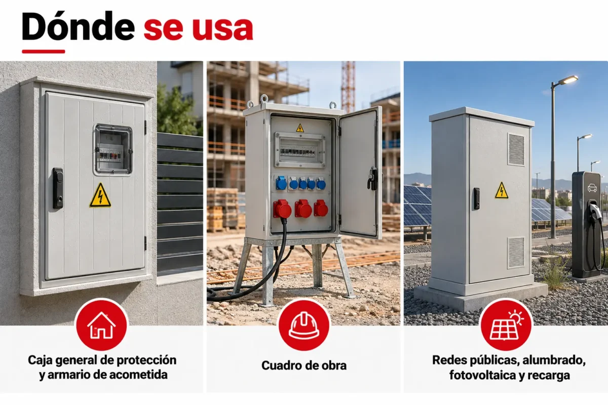 Armario eléctrico exterior: CGP, cuadro de obra y redes públicas