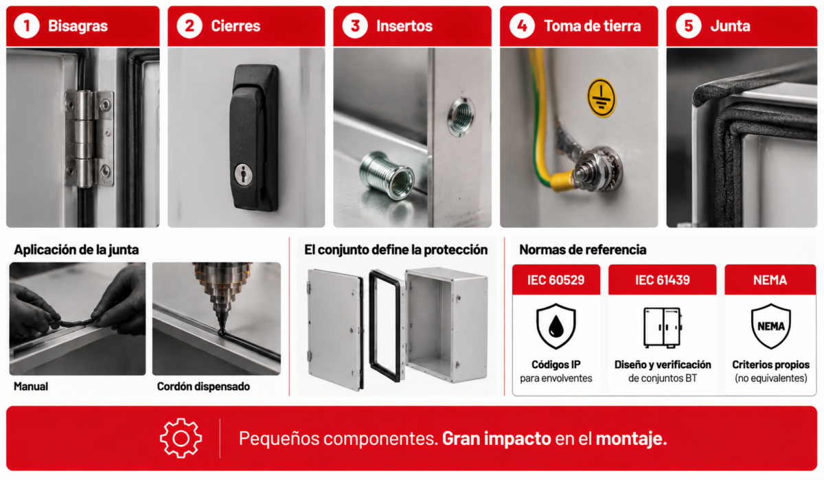 Herrajes, junta y montaje de chapa