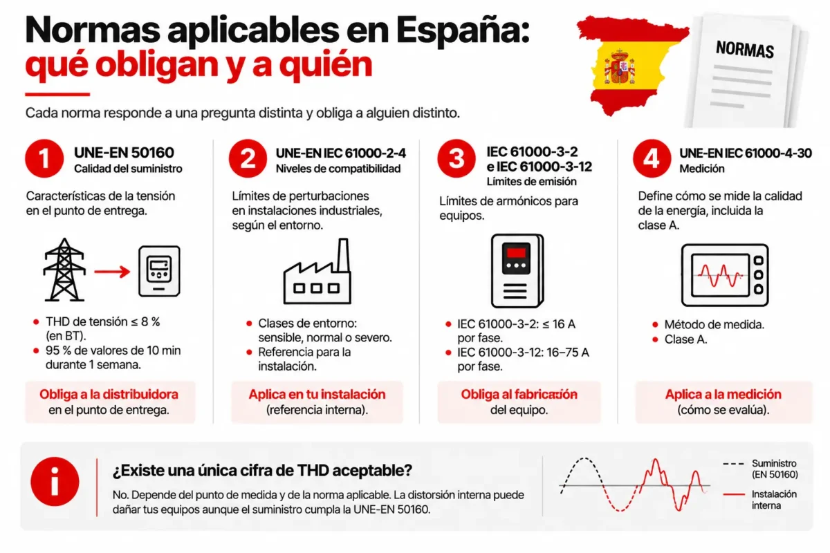 Normas aplicables a los armónicos eléctricos en embarrados