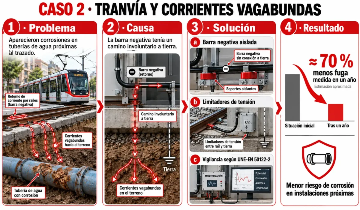 Tranvía y corrientes vagabundas en subestacion de traccion
