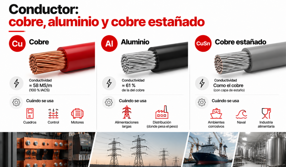 Cable de aluminio vs cobre vs cobre estañado