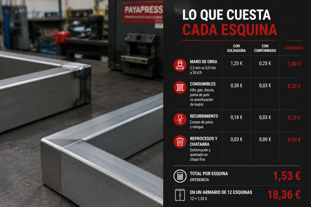 Coste por esquina: soldadura frente a conformado en frío