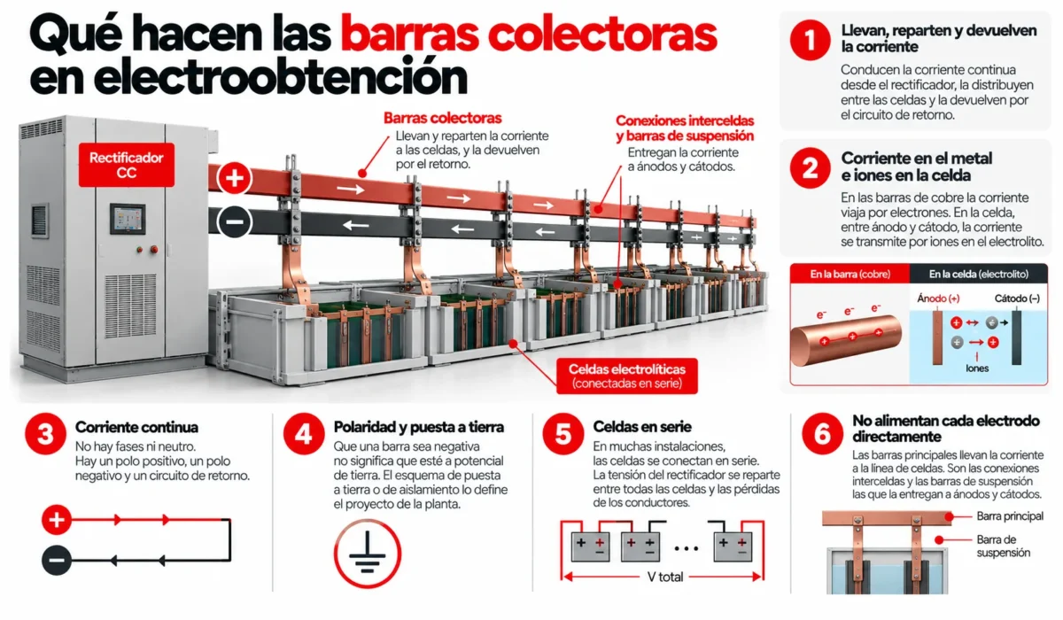 Barras colectoras en electroobtención