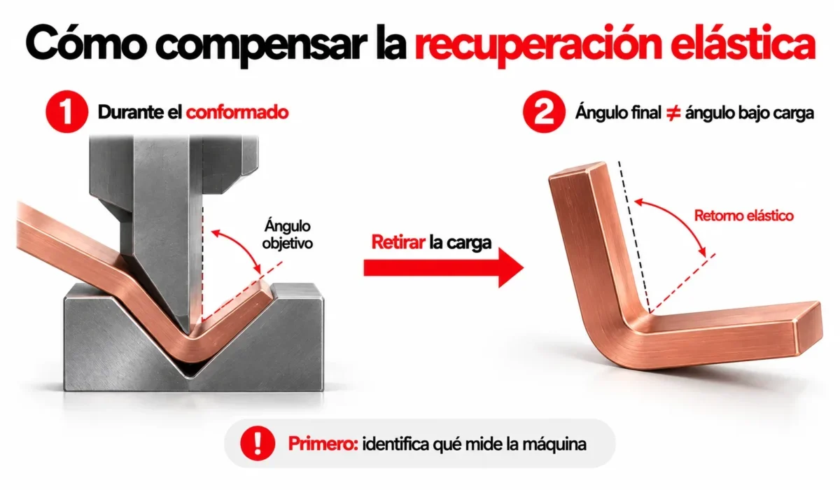Compensación de la recuperación elástica al doblar una barra de cobre