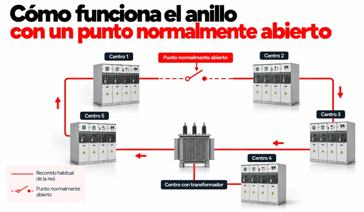 Diagrama del anillo eléctrico con punto abierto