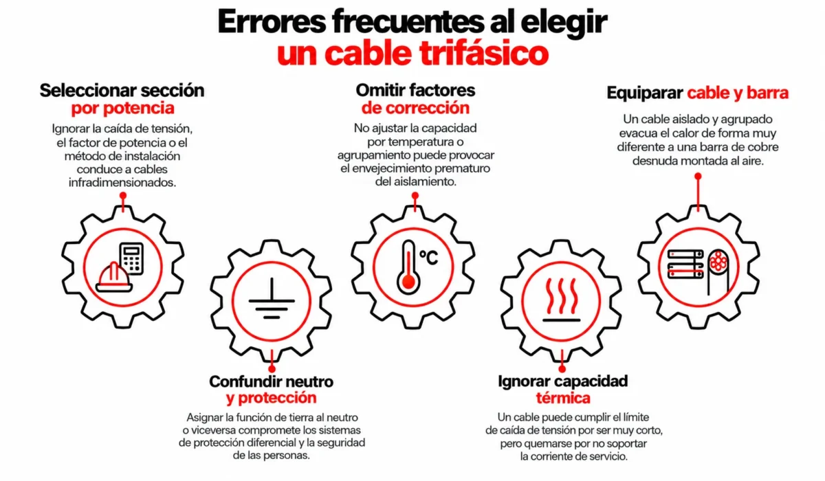 Errores al elegir un cable trifásico
