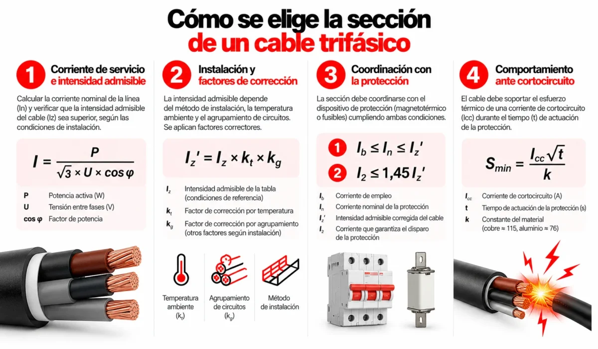 Guía para dimensionar un cable trifásico