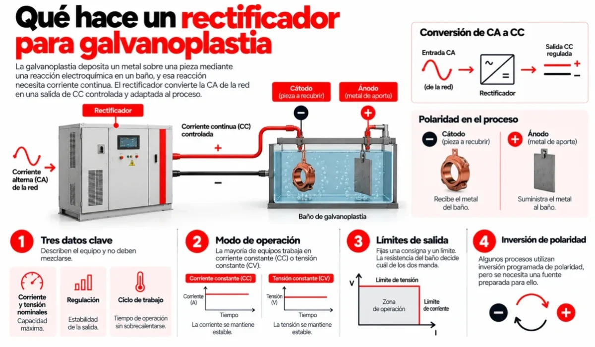 Infografía del rectificador para galvanoplastia