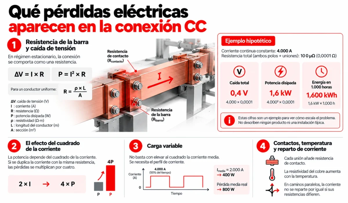 pérdidas eléctricas en la conexión CC